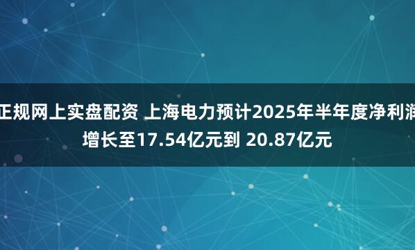 正规网上实盘配资 上海电力预计2025年半年度净利润增长至17.54亿元到 20.87亿元